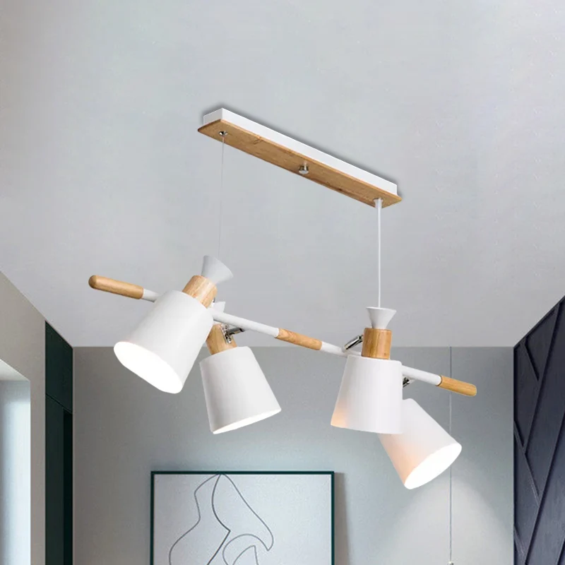 Nordic groen/grijs/wit eilandlamp met taps toelopende kap 4-lichts metalen hanglamp voor keuken-eetkamer Clearhalo