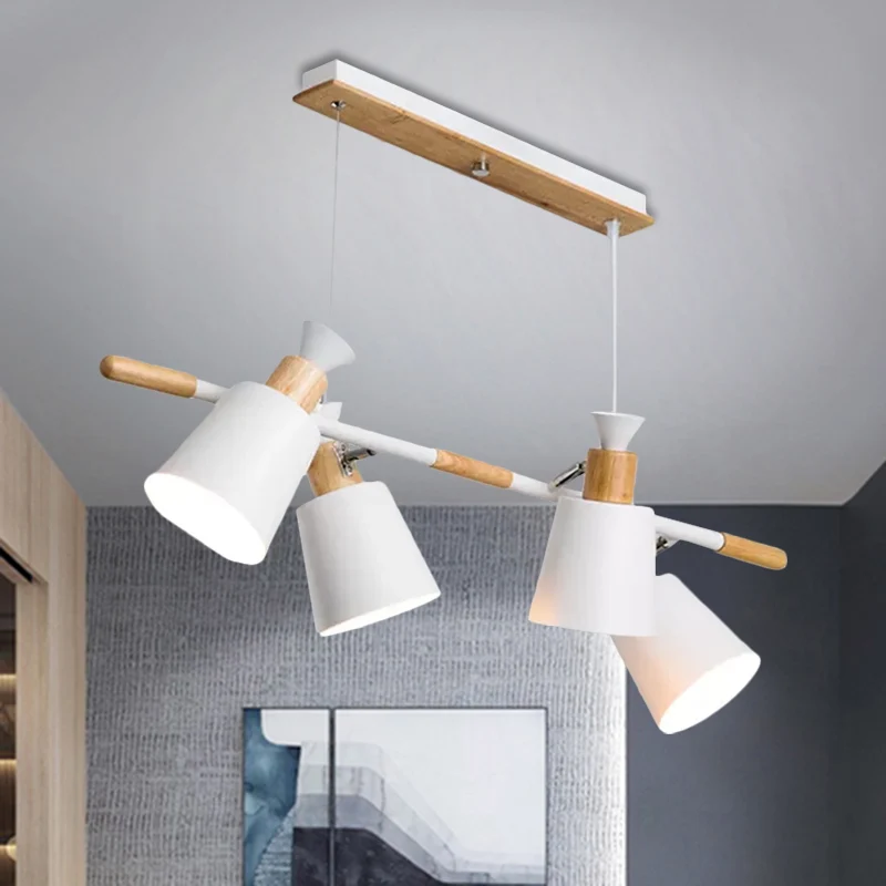 Nordic groen/grijs/wit eilandlamp met taps toelopende kap 4-lichts metalen hanglamp voor keuken-eetkamer Clearhalo
