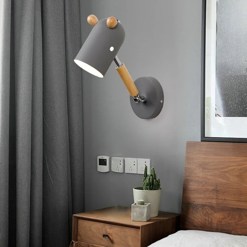 Nordic Herten Wandverlichtingsarmatuur Metaal 1 Lamp Slaapkamer Leeslamp met Zwenkarm Clearhalo