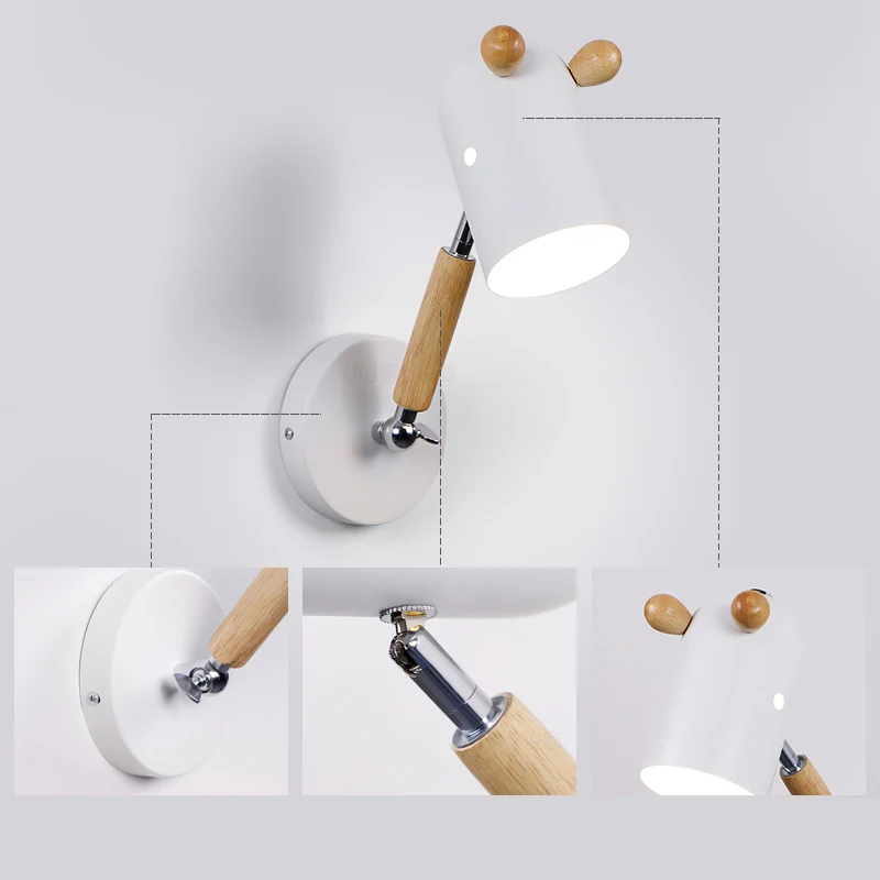 Nordic Herten Wandverlichtingsarmatuur Metaal 1 Lamp Slaapkamer Leeslamp met Zwenkarm Clearhalo