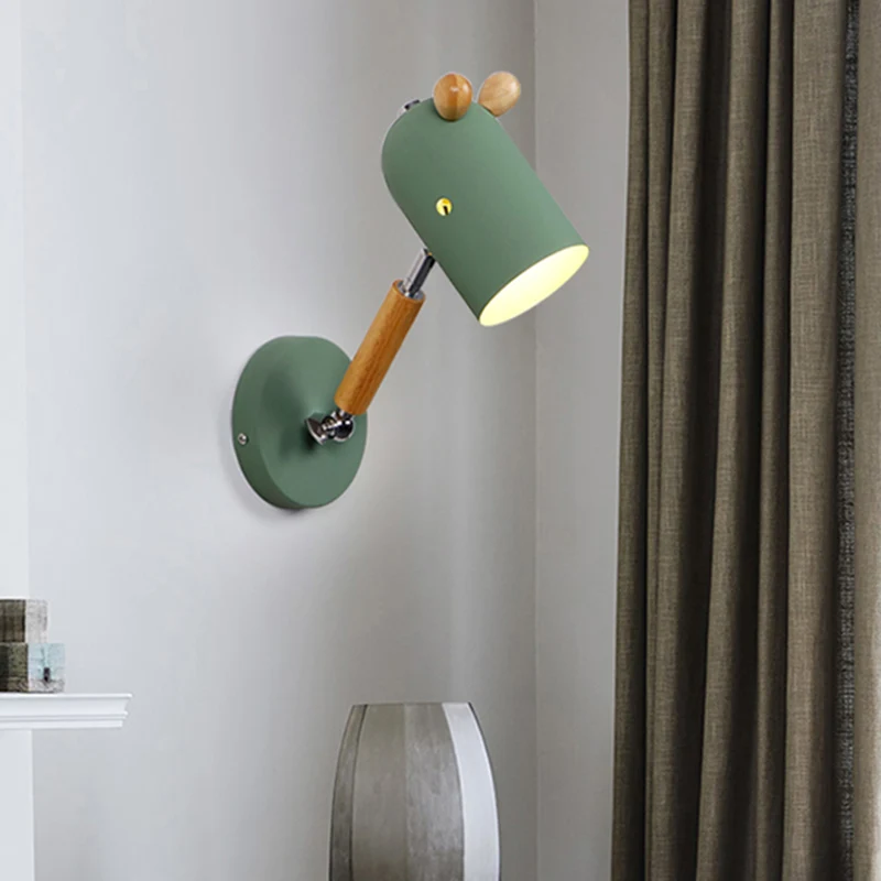 Nordic Herten Wandverlichtingsarmatuur Metaal 1 Lamp Slaapkamer Leeslamp met Zwenkarm Clearhalo