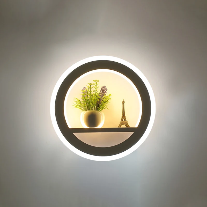 Nordic LED Wandlamp Blaker Zwart Rond/Olifant/Giraffe Ultradunne Wandlamp met Acryl Schaduw Warm/Wit Licht Clearhalo