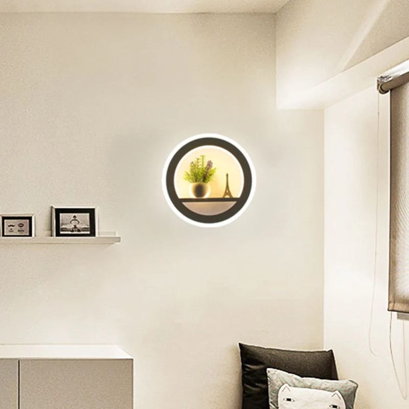 Nordic LED Wandlamp Blaker Zwart Rond/Olifant/Giraffe Ultradunne Wandlamp met Acryl Schaduw Warm/Wit Licht Clearhalo
