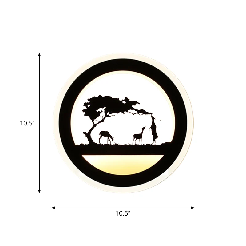 Nordic LED Wandlamp Blaker Zwart Rond/Olifant/Giraffe Ultradunne Wandlamp met Acryl Schaduw Warm/Wit Licht Clearhalo
