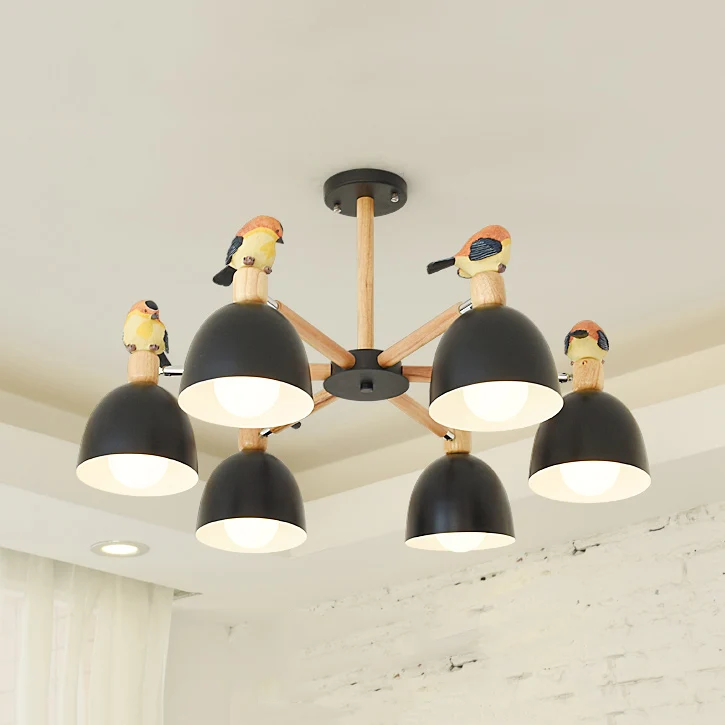 Nordic moderne kom schaduw hanger kroonluchter ijzeren kroonluchter met vogel deco verlichting voor woonkamer deco Clearhalo