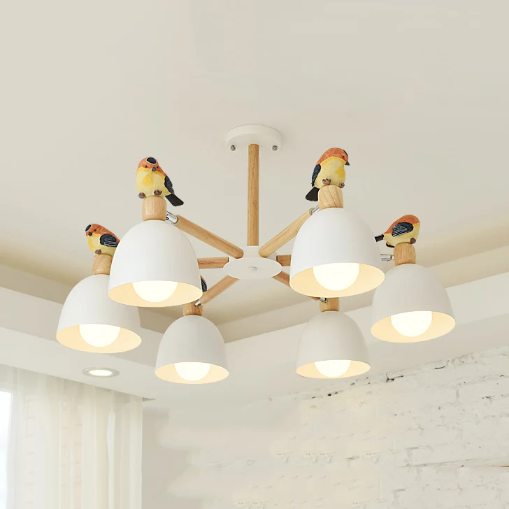 Nordic moderne kom schaduw hanger kroonluchter ijzeren kroonluchter met vogel deco verlichting voor woonkamer deco Clearhalo