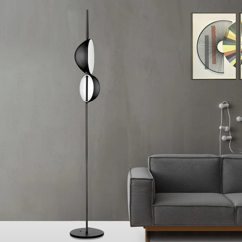 Nordic Semi-Orb Vloerleeslamp Metallic LED Woonkamer Staande Lamp Zwart/Goud Clearhalo