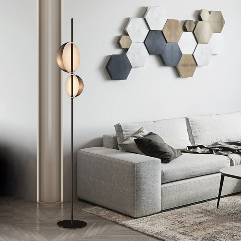 Nordic Semi-Orb Vloerleeslamp Metallic LED Woonkamer Staande Lamp Zwart/Goud Clearhalo