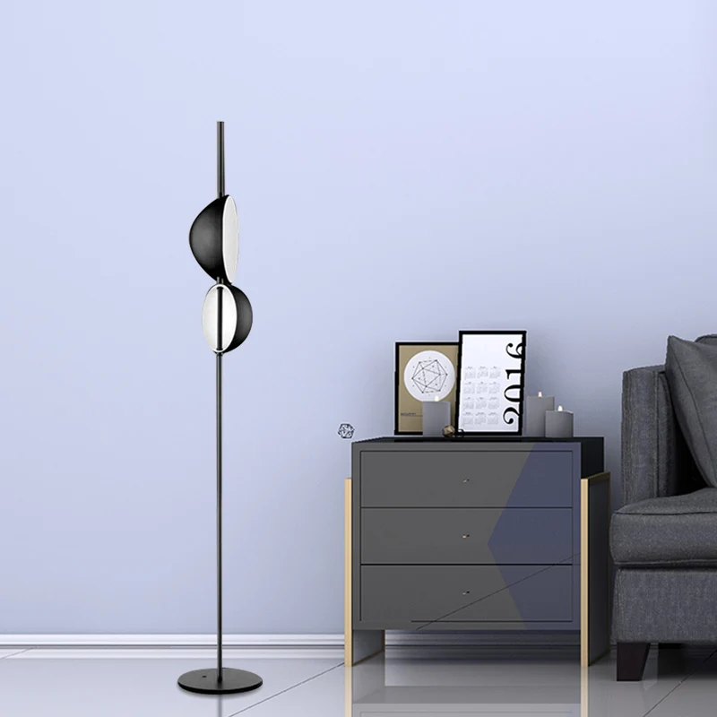 Nordic Semi-Orb Vloerleeslamp Metallic LED Woonkamer Staande Lamp Zwart/Goud Clearhalo