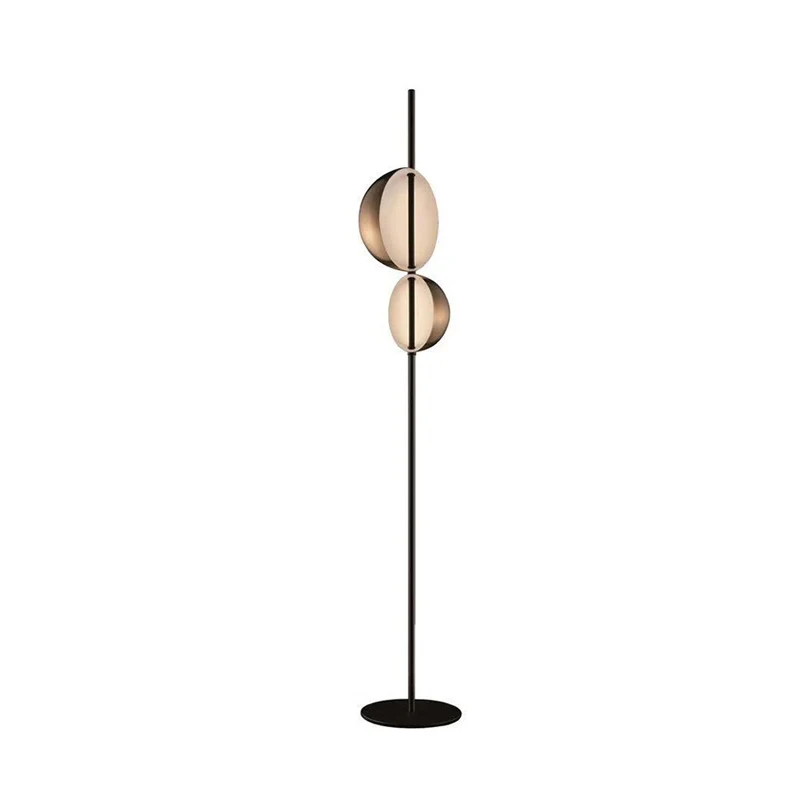 Nordic Semi-Orb Vloerleeslamp Metallic LED Woonkamer Staande Lamp Zwart/Goud Clearhalo