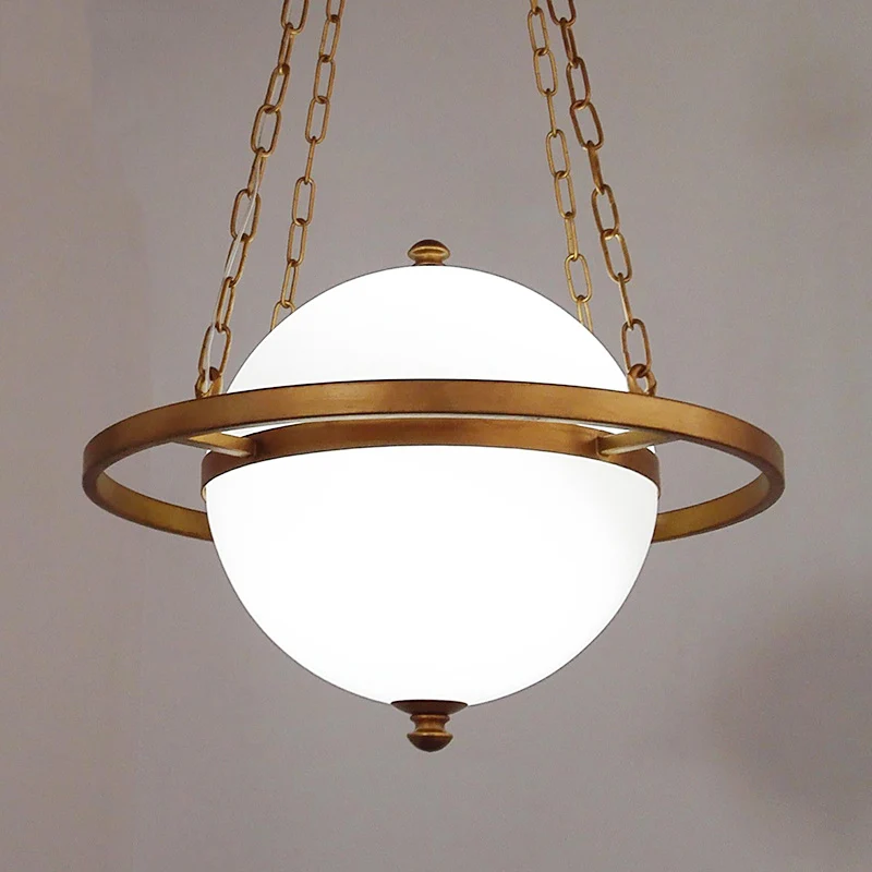 Nordic Sphere Suspension Pendel Opaal Glas 1 Kop Hanglamp Goud voor Woonkamer Clearhalo