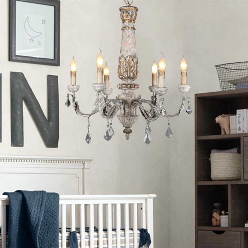 Nordic Starburst hangende kroonluchter hout 6 lampen hanglamp noodlijdend wit voor woonkamer Clearhalo