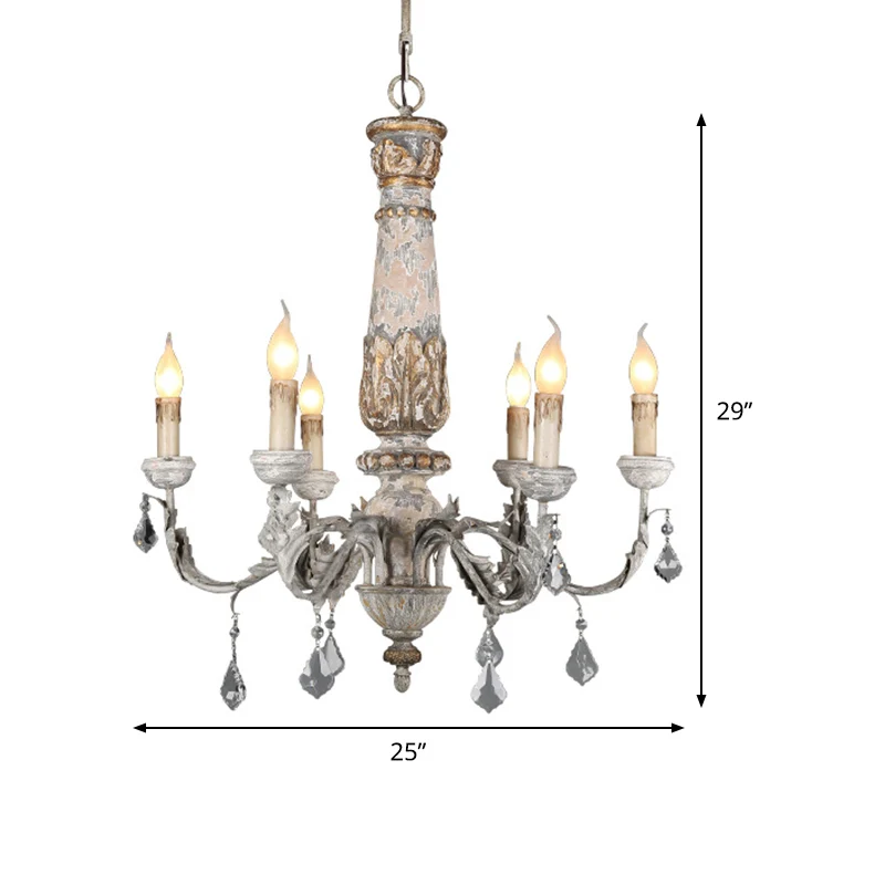 Nordic Starburst hangende kroonluchter hout 6 lampen hanglamp noodlijdend wit voor woonkamer Clearhalo