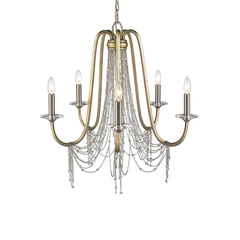 Nordic Starburst hangende kroonluchter kristal 5 lampen hanglamp goud voor woonkamer Clearhalo