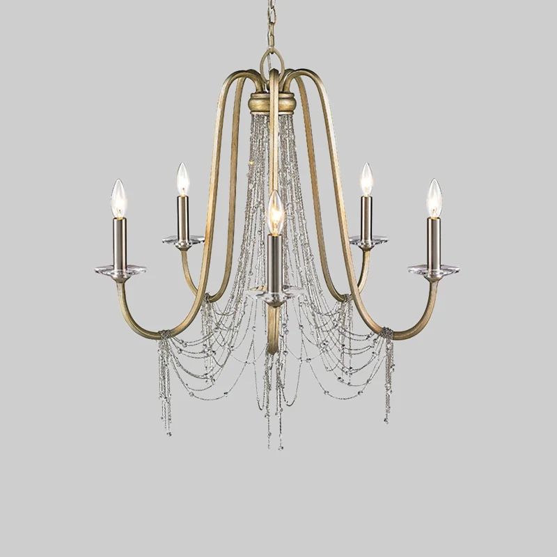 Nordic Starburst hangende kroonluchter kristal 5 lampen hanglamp goud voor woonkamer Clearhalo