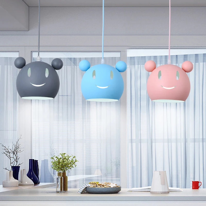 Nordic stijlvolle muis hanglamp 3 lampen metalen hanglamp voor kinderslaapkamer Clearhalo
