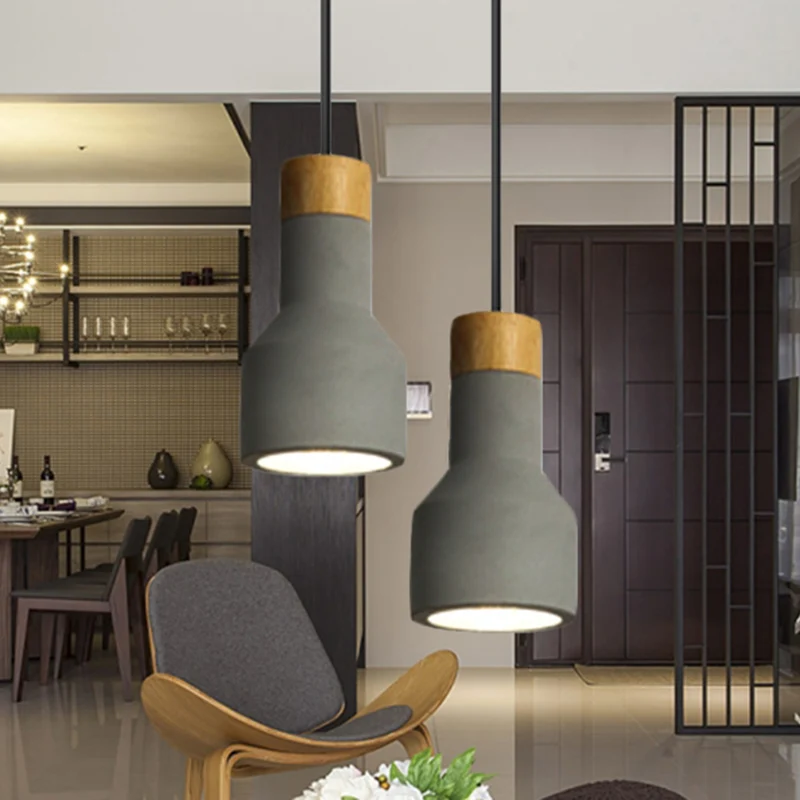 Nordic stijlvolle plafondhanger fakkelvorm één licht cement hanglamp voor slaapkamer hotel Clearhalo