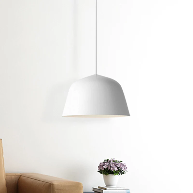 Nordic Style Dome Shade Hangende Plafondlamp 10 "/16" Dia 1 Lichte Metalen Hanglamp Zwart/Groen voor Slaapkamer Clearhalo
