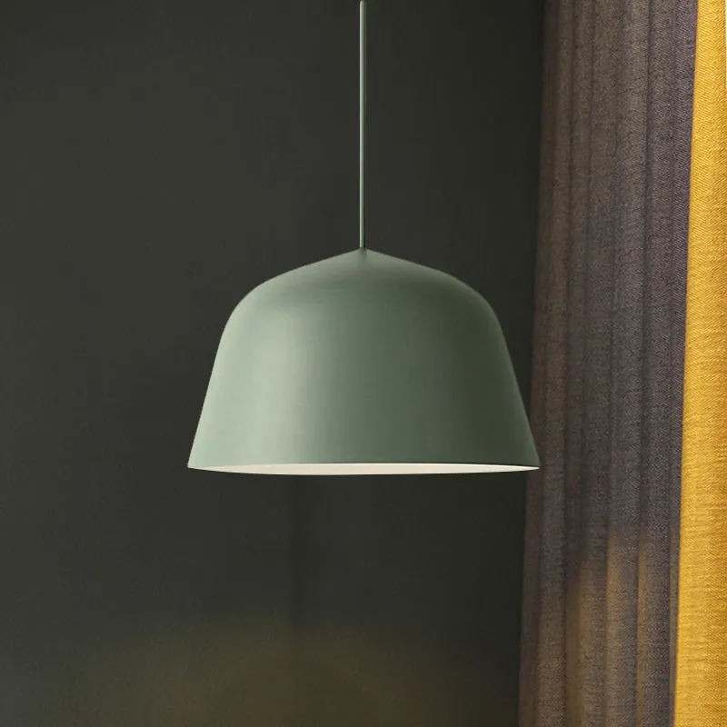 Nordic Style Dome Shade Hangende Plafondlamp 10 "/16" Dia 1 Lichte Metalen Hanglamp Zwart/Groen voor Slaapkamer Clearhalo
