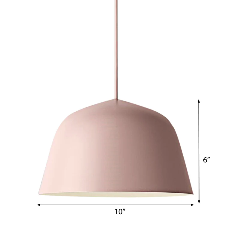 Nordic Style Dome Shade Hangende Plafondlamp 10 "/16" Dia 1 Lichte Metalen Hanglamp Zwart/Groen voor Slaapkamer Clearhalo