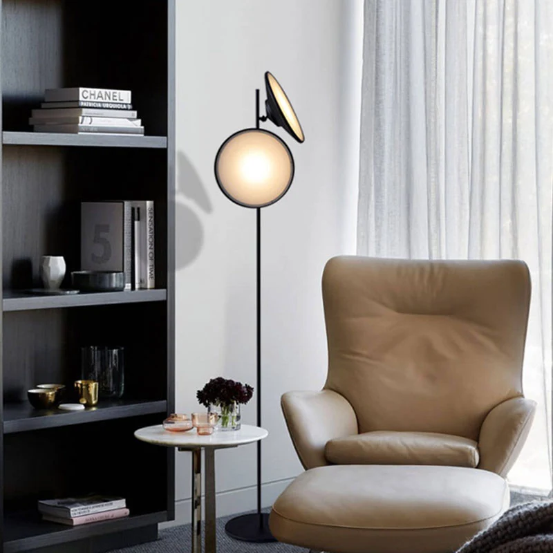 Nordic trompet staande verlichting metalen LED-studeerkamer vloerleeslamp zwart, warm/wit licht Clearhalo