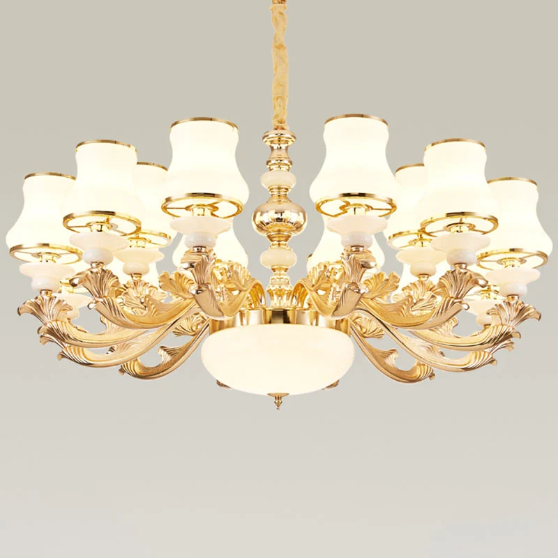 Nordic uitlopende kroonluchterlamp melkachtig glas woonkamer hangend plafondlicht goud Clearhalo