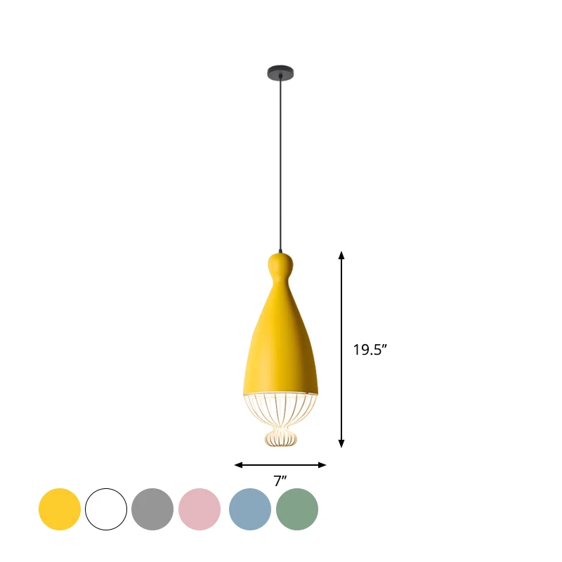 Omgekeerde ballon aluminium hanglamp Macaron 1 kops grijs/roze/blauw ophangverlichting met draadkooi Clearhalo