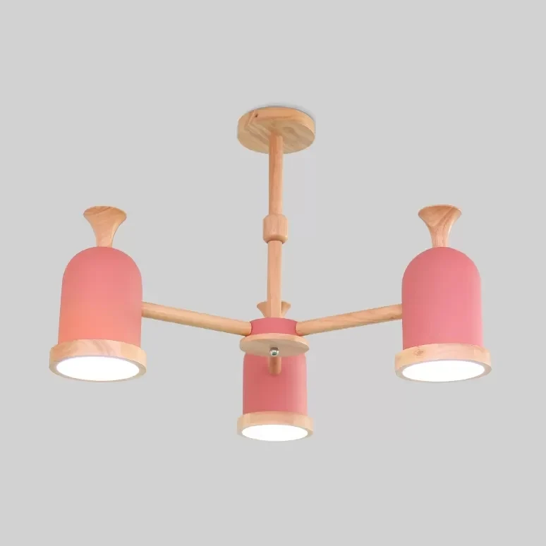 Omgekeerde beker hanglamp Scandinavisch design houten kroonluchter voor kinderslaapkamer Clearhalo