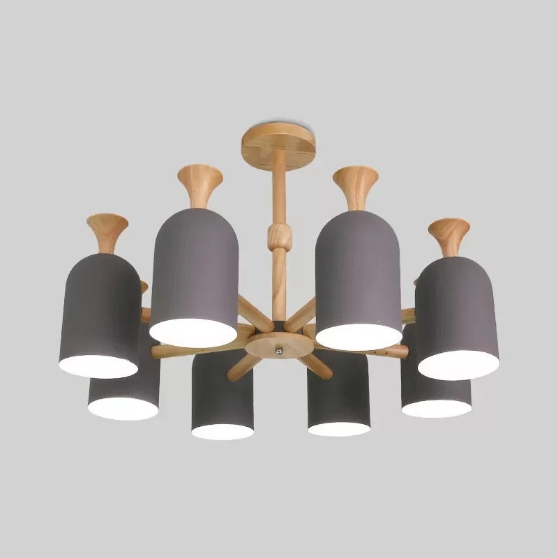Omgekeerde beker hanglamp Scandinavisch design houten kroonluchter voor kinderslaapkamer Clearhalo