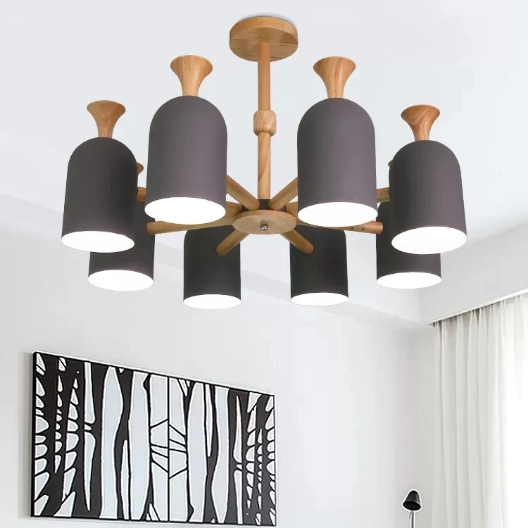 Omgekeerde beker hanglamp Scandinavisch design houten kroonluchter voor kinderslaapkamer Clearhalo