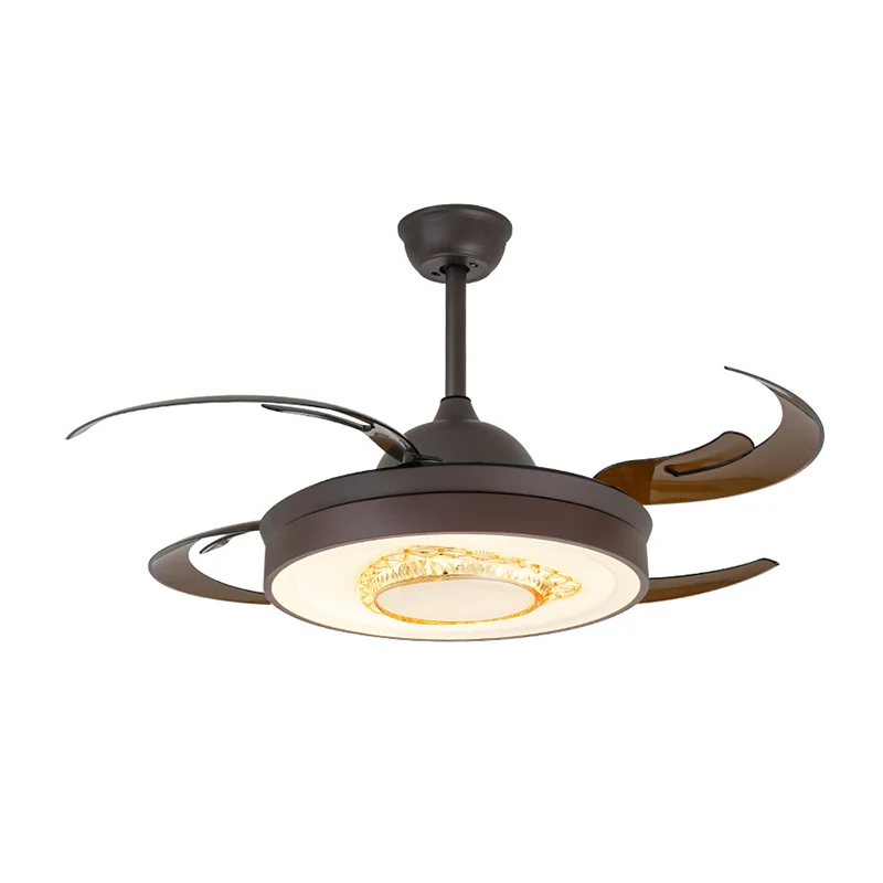 Omkeerbare Antler Blade LED-plafondventilator Scandinavische stijl Zwart metallic Downrod semi-inbouwlamp met kristaleleme...