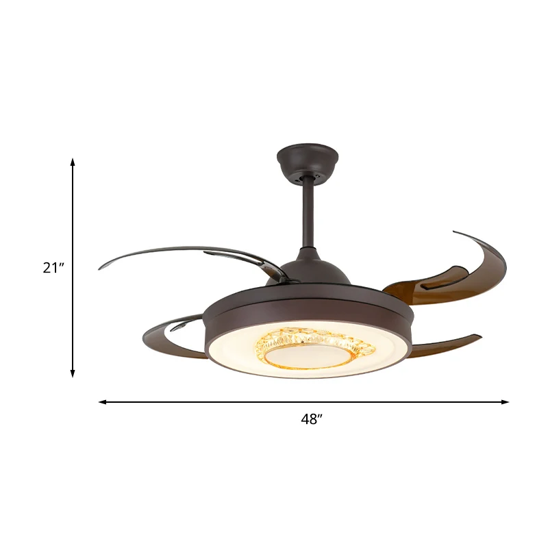 Omkeerbare Antler Blade LED-plafondventilator Scandinavische stijl Zwart metallic Downrod semi-inbouwlamp met kristaleleme...