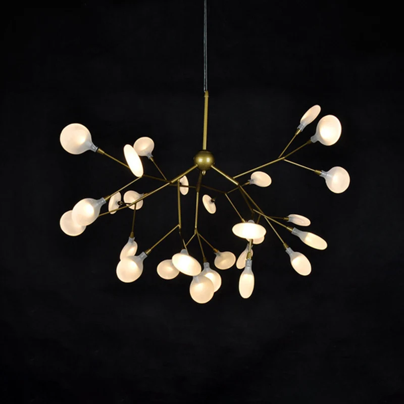 Ontwerper blad hangende plafondlamp acryl woonkamer kroonluchter verlichting goud Clearhalo