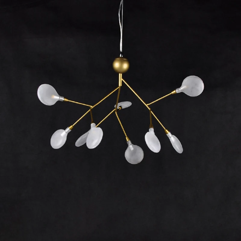 Ontwerper blad hangende plafondlamp acryl woonkamer kroonluchter verlichting goud Clearhalo