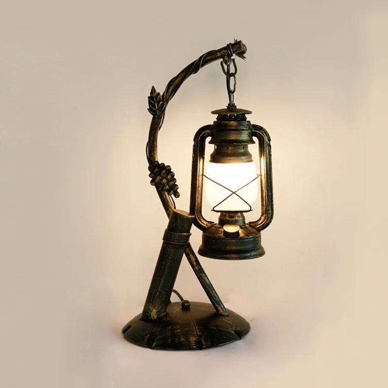 Opaal glazen lantaarn tafellamp Vintage 1 slaapkamer bureaulamp messing met metalen schuine arm Clearhalo