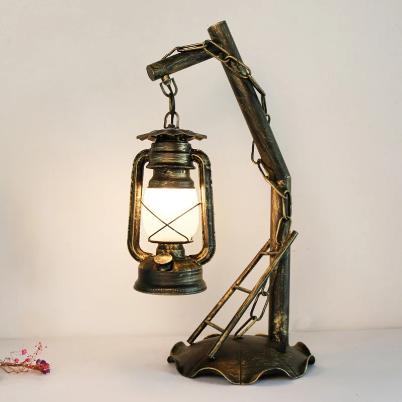 Opaal glazen lantaarn tafellamp Vintage 1 slaapkamer bureaulamp messing met metalen schuine arm Clearhalo