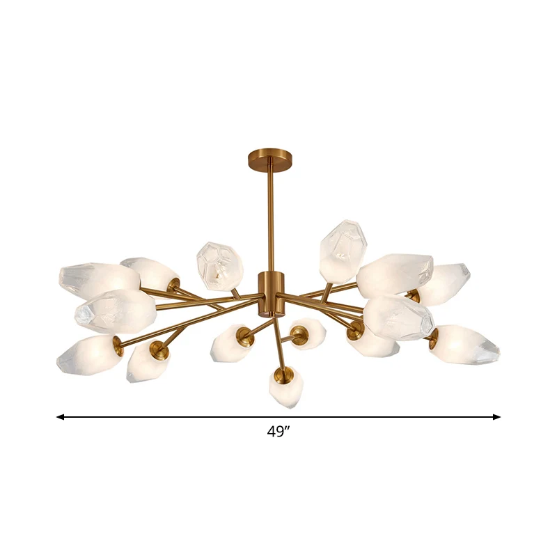 Opaal matglazen tulpknop hanglamp postmoderne 12/15 koppen plafondkroonluchter goud Clearhalo