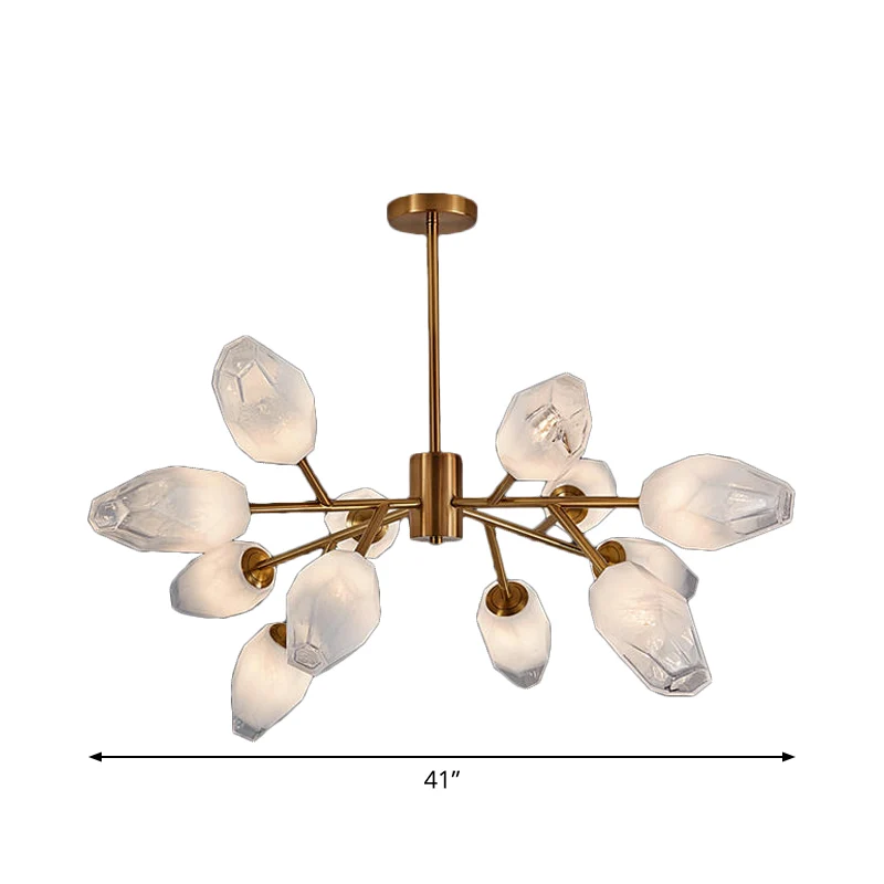 Opaal matglazen tulpknop hanglamp postmoderne 12/15 koppen plafondkroonluchter goud Clearhalo