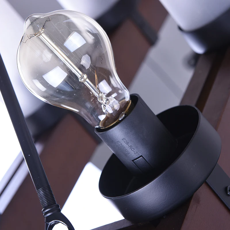Opaalglas Black Island hangcilinder multi-licht industriële hanglampset met houten rechthoek Clearhalo