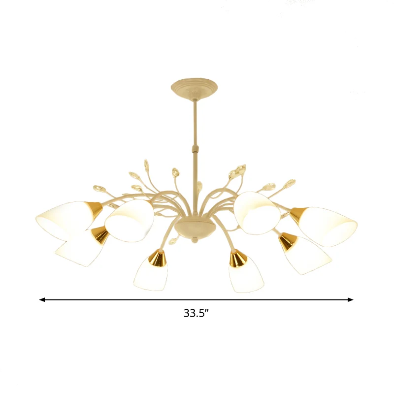 Opaalglas bloemenkroonluchterlamp Modernisme 8-kops hangend plafondlicht wit Clearhalo