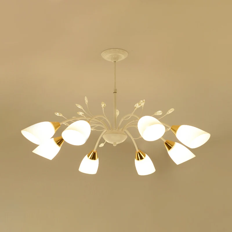 Opaalglas bloemenkroonluchterlamp Modernisme 8-kops hangend plafondlicht wit Clearhalo