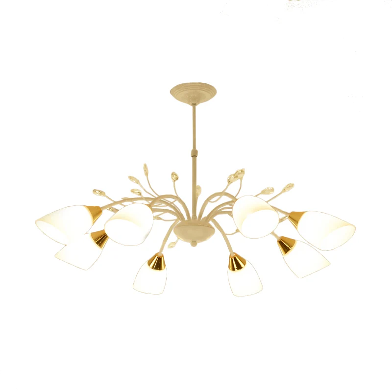 Opaalglas bloemenkroonluchterlamp Modernisme 8-kops hangend plafondlicht wit Clearhalo