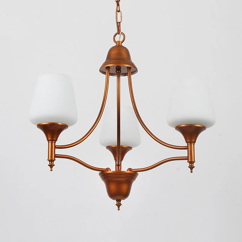 Opaalglas bronzen kroonluchter verlichting taps toelopend 3/5/6 lampen platteland hangende hanger voor slaapkamer Clearhalo
