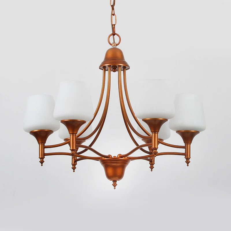 Opaalglas bronzen kroonluchter verlichting taps toelopend 3/5/6 lampen platteland hangende hanger voor slaapkamer Clearhalo