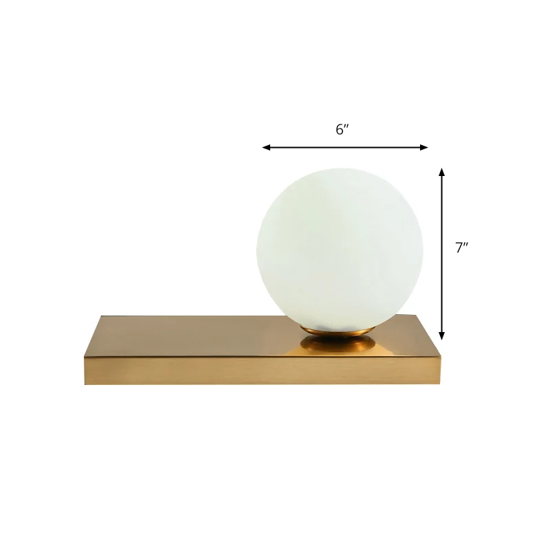 Opaalglas Global Tafellamp Modernisme Stijlvolle 1-lichts tafelverlichting met rechthoekige metalen voet goud Clearhalo