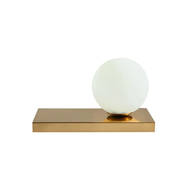 Opaalglas Global Tafellamp Modernisme Stijlvolle 1-lichts tafelverlichting met rechthoekige metalen voet goud Clearhalo