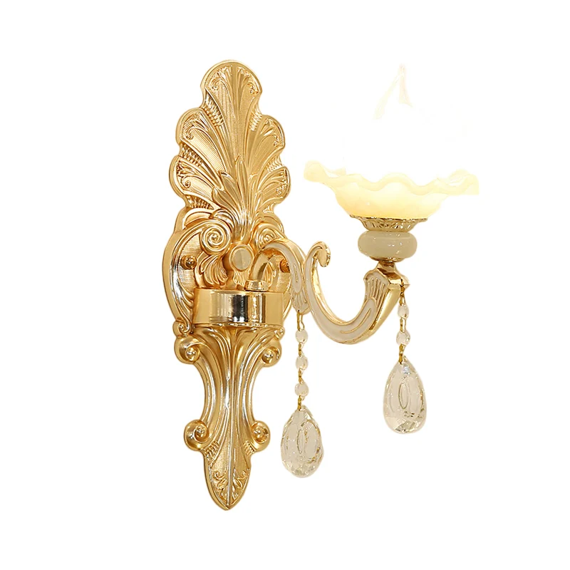 Opaalglas goudkleurige wandkandelaar Bloemkap Enkel licht Mid Century wandgemonteerd licht Clearhalo