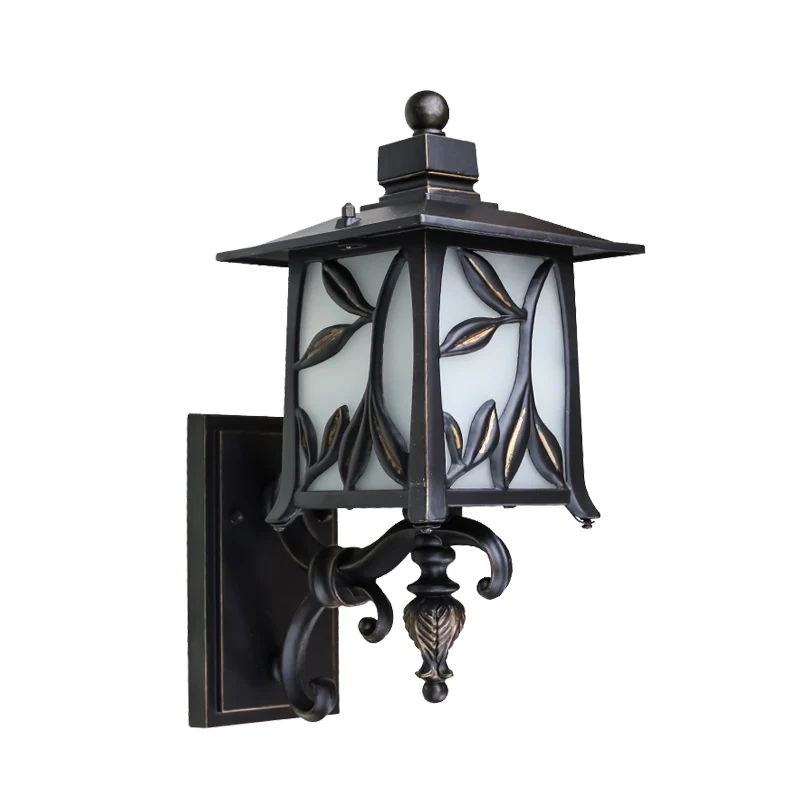 Opaalglas zwarte blaker schaduwlantaarn 1 lamp landelijke wandverlichting met bladmotief Clearhalo