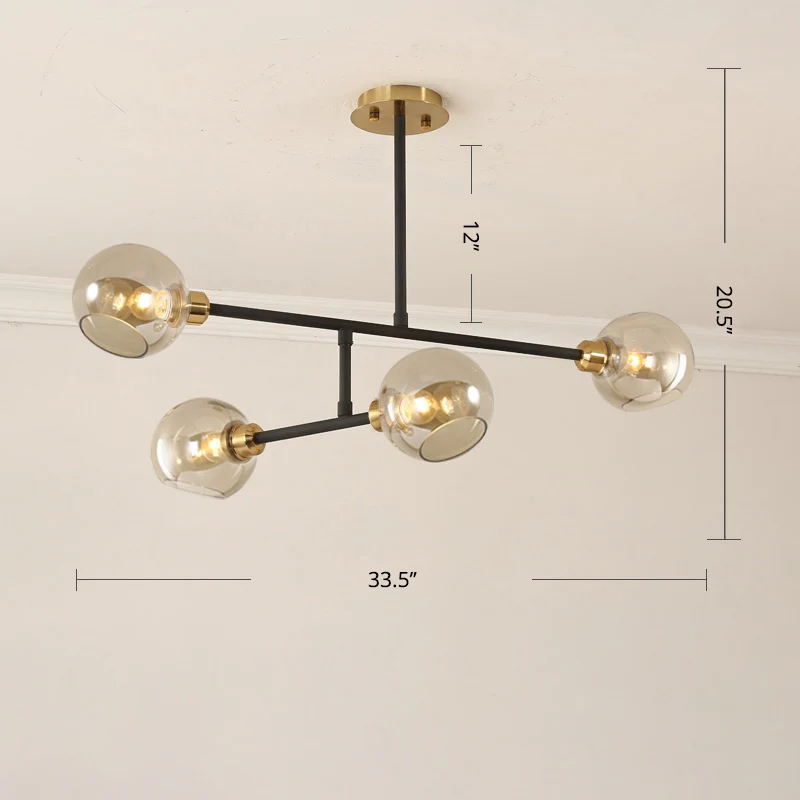 Open keuken hanglamp Minimalistische plafondkroonluchter met koepelvormige glazen kap Clearhalo