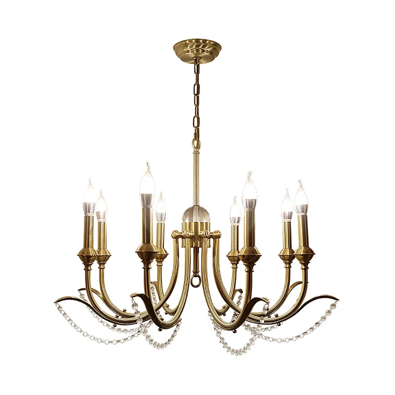 Open lamp ophangverlichting Traditioneel metaal 6/8 lichts Gouden afwerking Kroonluchter hanglamp met helder kristaldeco C...